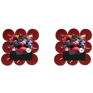 Teelichter Duft 2x18 Stück (36 Teelichter) - Brenndauer: 8 Std., Rußfrei - für Windlicht, Teelicht-Glas, Kerzenständer - Weihnachten, Geschenk, Deko, Hochzeit, Gastro (Weinrot - Duft: Beerencocktail)