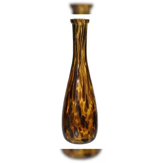 Decoris Vase aus Glas 29,5x9cm Flaschenförmig mit Schildpatt Sprenkel Design Dekoflasche Dekoglas Glasflasche Tischvase Blumenvase Dekovase Braun Gelb Gold