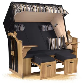Strandkorb Hanse Ostsee XXL 2,5 Sitzer Volllieger schwarz 150cm breit, ideal für Garten, Terrasse und Balkon