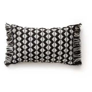 benuta Pure In- & Outdoor Kissen Morty Schwarz/Weiß 30x50 cm - Teppich für Balkon, Terrasse & Garten