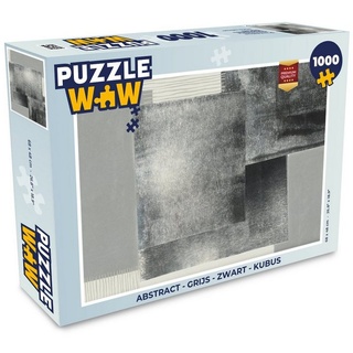 MuchoWow Puzzle Abstrakt - Grau - Schwarz - Würfel, 1000 Puzzleteile, Foto-Puzzle, Bilderrätsel, Puzzlespiele, Klassisch bunt