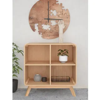loft24 Standregal Caitlin, Bücherregal, 4 Fächer, Skandinavisches Design, Regal beige