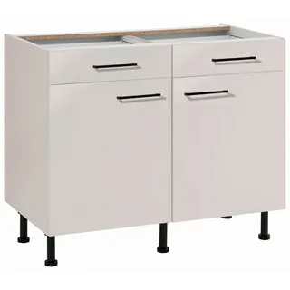 wiho Küchen Unterschrank Nisos 100 cm breit, Soft-Close in Schubladen, verstellbare Füße, ohne Platte beige