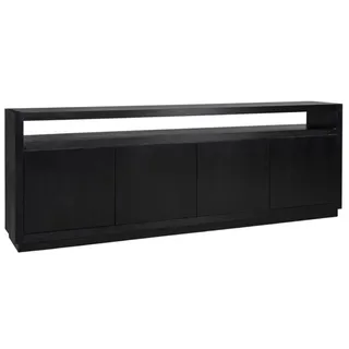Casa Padrino Luxus Sideboard Schwarz 240 x 40 x H. 85 cm - Massivholz Schrank mit 4 Türen - Wohnzimmer Möbel - Wohnzimmer Einrichtung - Luxus Möbel - Luxus Einrichtung