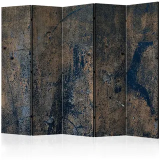 artgeist Paravent, Gold, Dunkelblau, Holz, Textil, Kiefer, massiv, Metalloptik, 225x172x3 cm, Motiv auf Vorder- und Rückseite, Kleinmöbel