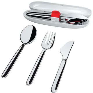 Alessi Reisebesteck 3-tlg. Edelstahl 18/10 15,5 cm Grau