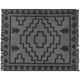 Beliani CHACK Kuscheldecke 200 x 220 cm Grau/Schwarz