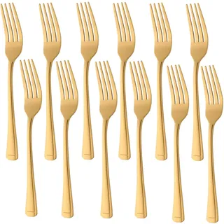Meisha Dessertgabeln 12er-Set, Harley Edelstahl-Salatgabeln Obstgabeln, spiegelfertiges Besteck Besteckgabeln, Gold