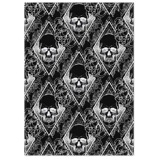 Wallario Teppich Totenkopf-Muster, rechteckig, rutschfest 50 cm x 70 cm