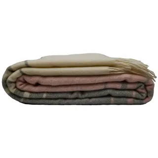 heinrich glaeser nachf. gmbh Woll-Kaschmir-Decke Plaid 150 x 200 cm Grau/Rosa/Gelb