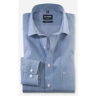 Olymp Businesshemd "Luxor modern fit", Herren, Gr. 40, N-Gr, blau (marine), Web, Obermaterial: 100% Baumwolle, gestreift, modern fit normal, Hemden