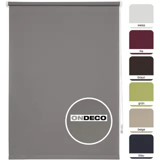 ondeco Tageslichtrollo ohne Bohren, Klemmfix Sichtschutzrollo Seitenzugrollo Klemmrollo, lichtdurchlässig und Blickdicht Grau 90x210 cm