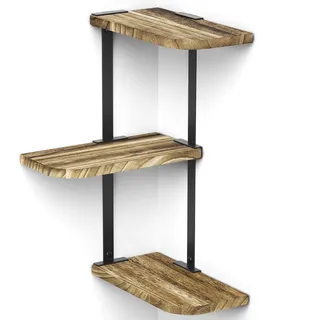 Love-KANKEI Eckregal Hängeregal Wandregal Küche Regal Wand Holz Bücherregal für Schlafzimmer, Wohnzimmer, Bad, Büro, Kinderzimmer (Braun)