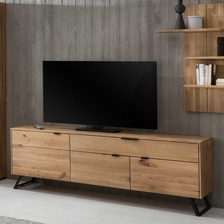 TV Schrank aus Wildeiche Massivholz und Metall 65 cm hoch
