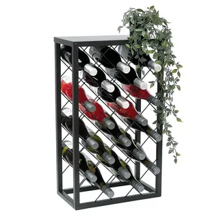 DanDiBo Ambiente DanDiBo Weinregal Metall Schwarz Stehend 96434 Flaschenregal 68 cm Weinhalter Flaschenhalter Modern für 20 Flaschen