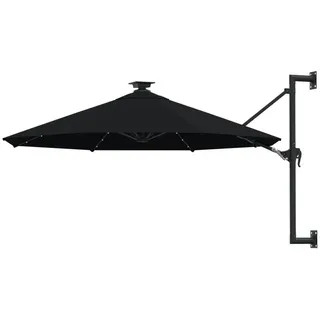 furnicato Sonnenschirm zur Wandmontage mit LEDs 300 cm Schwarz, LxB: 300x300 cm schwarz