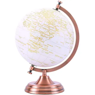 Exerz 20cm Globus Golden Farbe Metallisch - Pädagogische, Geografische, Moderne Desktop-Dekoration - Metallbogen Und -Basis, In Goldener Farbe Beschichtet - Französische Karte