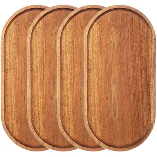Linwnil Serviertabletts aus Holz, 30,5 x 14 cm, ovale Holzteller, Servierplatte, Käse, Speiseteller, Großpackung für Dessert, Snack, Brot, Obst, Vorspeisen, 30,5 x 14 cm, 4 Stück