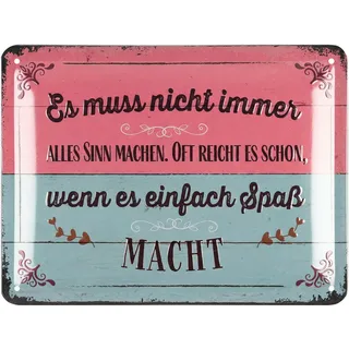 LANOLU Retro Blechschild 'es muss nicht immer alles Sinn machen', vintage Metallschilder mit Sprüchen, Shabby Chic Deko Küche und Garten, lustige Schilder aus Metall 15x20cm