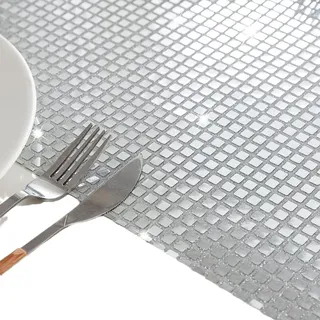 Wambere 8 Stück 30 x 45cm Disco Pailletten Tischset Glitzer Platzsets Platzdeckchen Tischsets Abwaschbar Hitzebeständige rutschfest Placemat Platzset Tischdekoration für Küche Bankett Party,Silber