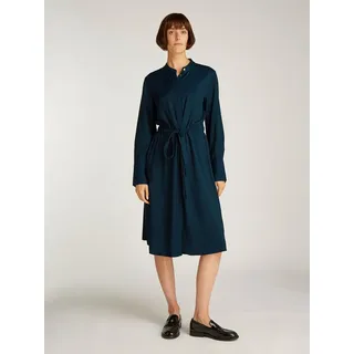 Tommy Hilfiger Blusenkleid SOFT VIS COLARLESS SHIRT DRESS mit Bindeband blau 42