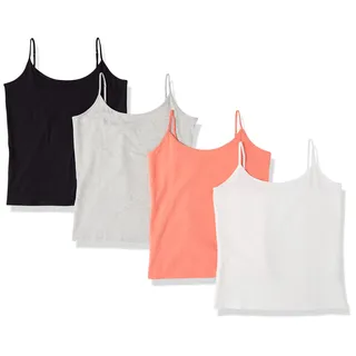 Amazon Essentials Damen Slim Fit Camisole 4er Pack Coral Orange/Light Grey Heather/White, X-Small
