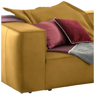 Sofakissen W.SCHILLIG "around-the-block", gelb (kurkuma z69), B:68cm H:68cm, Longlife Xtra-Leder Z69: Das feinnarbige, gedeckte Softleder Z69 besticht durch seine außergewöhnliche Weichheit im trendigen »Vintage-Look«, Hautstärke 0, 9 - 1, 1 mm;Longlife Xtra-Leder Z51: Das robuste pigmentierte Glattleder Z51 ist chromgegerbt sowie fassgefärbt und weist eine grobe Prägung auf. Es ist mit einer leichten Wolkung versehen. Hautstärke 1, 1 - 1, 3 mm;Longlife fabric Flachgewebe T88 (100% Polyester),
