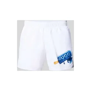 Badeshorts mit Motiv-Print, Weiss, XL