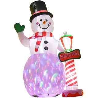 AUFBLASBAR Weihnachtsdeko 2,4 m Schneemann mit LED-Beleuchtung Gartendeko
