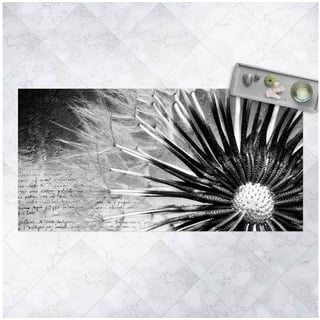 Läufer Teppich Vinyl Flur Küche Blumen Vintage Pusteblume lang modern, Bilderdepot24, Läufer - schwarz weiß glatt schwarz|weiß 120 cm x 60 cm