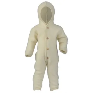 Engel Naturtextilien Engel Baby Overall mit Kapuze aus Bio Schurwoll-Fleece, Natur, 50/56