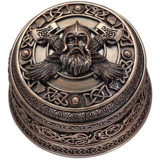 GuoShuang Schmuckkästchen mit nordischem Wikinger-Motiv Odin, keltisches Design, Geschenk für Damen und Herren