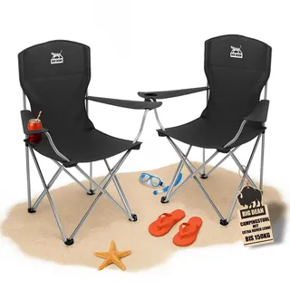 BigDean Campingstuhl 2er Set Schwarz