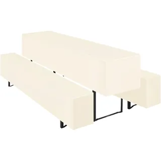 Teruntrue 3er-Sets Biertischhussen Bierbank-Auflage,Creme Biertisch und Bankgarnitur Husse für 50x220cm Tischbreite für Festzeltgarnituren Bierbank Hussen(Creme)