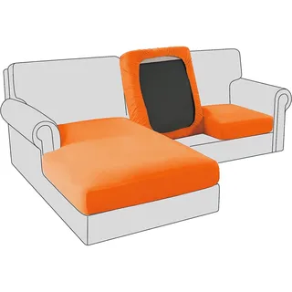 BXFUL Sofa Sitzkissenbezug, Samt Stretch Bezug für Sofa Sitzkissen, Elastische Couchüberzüge, Sofasitzbezug Schonbezug Ersatz für einzelne Kissen (1-Sitzer,Orange)