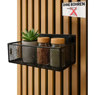 Steinmine - Designmanufaktur Zubehör-Set, Ablagen und Wandbehälter für Wandorganizer & Akustikpaneelen für DIY Wandregal für Büro, Küche & Mehr (Metalldrahtkorb groß für Wandorganizer ohne bohren)
