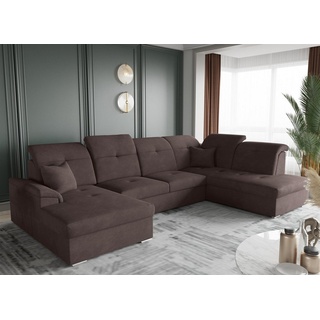 Fun Möbel Wohnlandschaft Wohnlandschaft FREJA mit Schlaffunktion, mit Bettkasten braun