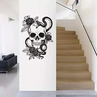 ZaiGuoBT Wandtattoo Totenkopf für Schlafzimmer Wohnzimmer Küche Wanddeko Vinyl Wandaufkleber 58x80cm