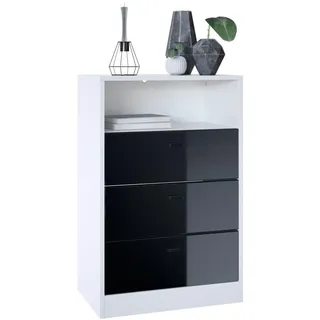 Vladon Kommode, Schwarz Hochglanz, Holzwerkstoff, 56x86.5x36 cm, Wohnzimmer, Kommoden & Sideboards, Kommoden