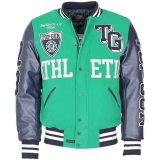 Collegejacke TOP GUN "TG23001", Herren, Gr. 3xl, grün, Obermaterial, Futter, Wattierung, Strick: 100% Polyester . Beschichtung Ärmel: 100% Polyurethan, Jacken Collegejacke