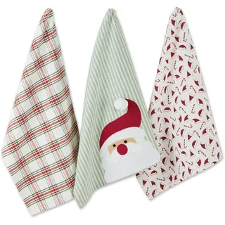 DII Weihnachts-Küchentücher, dekorativ, verziert, Baumwolle, Geschirrtuch-Set, 45,7 x 71,1 cm, Weihnachtsmann, 3 Stück