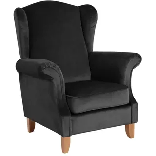 58 aufm Kessel OHRENSESSEL Katria Bezug Samtvelours Buche natur / schwarz | Gr.: onesize