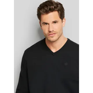 V-Ausschnitt-Pullover, aus atmungsaktiver Baumwolle und mit Logo-Stickerei, Gr. XL, schwarz, , 24550835-XL