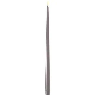 Deluxe Homeart LED Stabkerze mit Lack Real Flame 2er Set, Ø2,2 cm x H 38 cm, 2er Set, grau