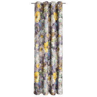 Vorhang, Joyswahl, Ösen (1 St), blickdicht, vintange Blumen Muster gelb