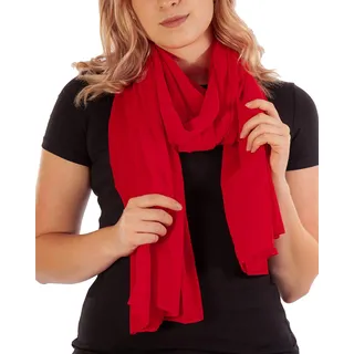 DOLCE ABBRACCIO by RiemTEX Schal Damen PRIMAVERA Schals & Tücher in Rot Stola Halstuch Pashmina aus Chiffon für Sommer Frühling Ganzjährig XXL Tuch Damenschal Chiffontuch (Rot) - 170 x 70 cm