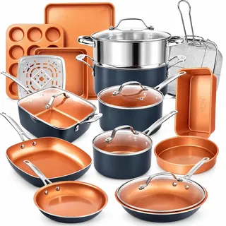 GOTHAM STEEL Stahl 20 stück All in one küche kochgeschirr + bakeware Set mit nonstick Durable keramikbeschichtung 20-teiliges Set Kupfer