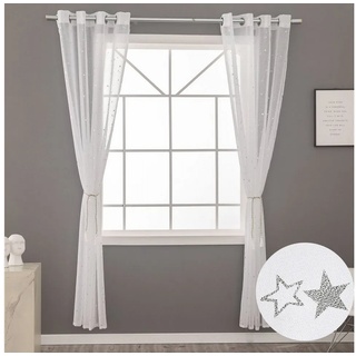 Gardine Vorhang Glitzer Sternen,Ösen,Transparent,Kinderzimmer Deko,Polyester, BTTO, B×H: 132x160cm; 132x213cm; 132x244cm,Fertiggardinen