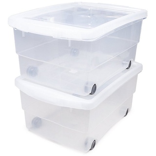 ONDIS24 Aufbewahrungsbox Kunststoffbox, Rollbox, Spielzeugkiste, Aufbewahrungsbox, mit Deckel und Rollen, stapelbar 80 l - 71 cm x 33 cm x 49 cm