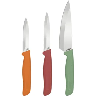Zyliss Klassisches Messerset (3er) Allzweckmesser, Obstmesser & Gemüsemesser, Scharfes Küchenmesser Set, Rostfreier Edelstahl, Ergonomischer Softgriff, für Obst und Gemüse, Inklusive Klingenschutz
